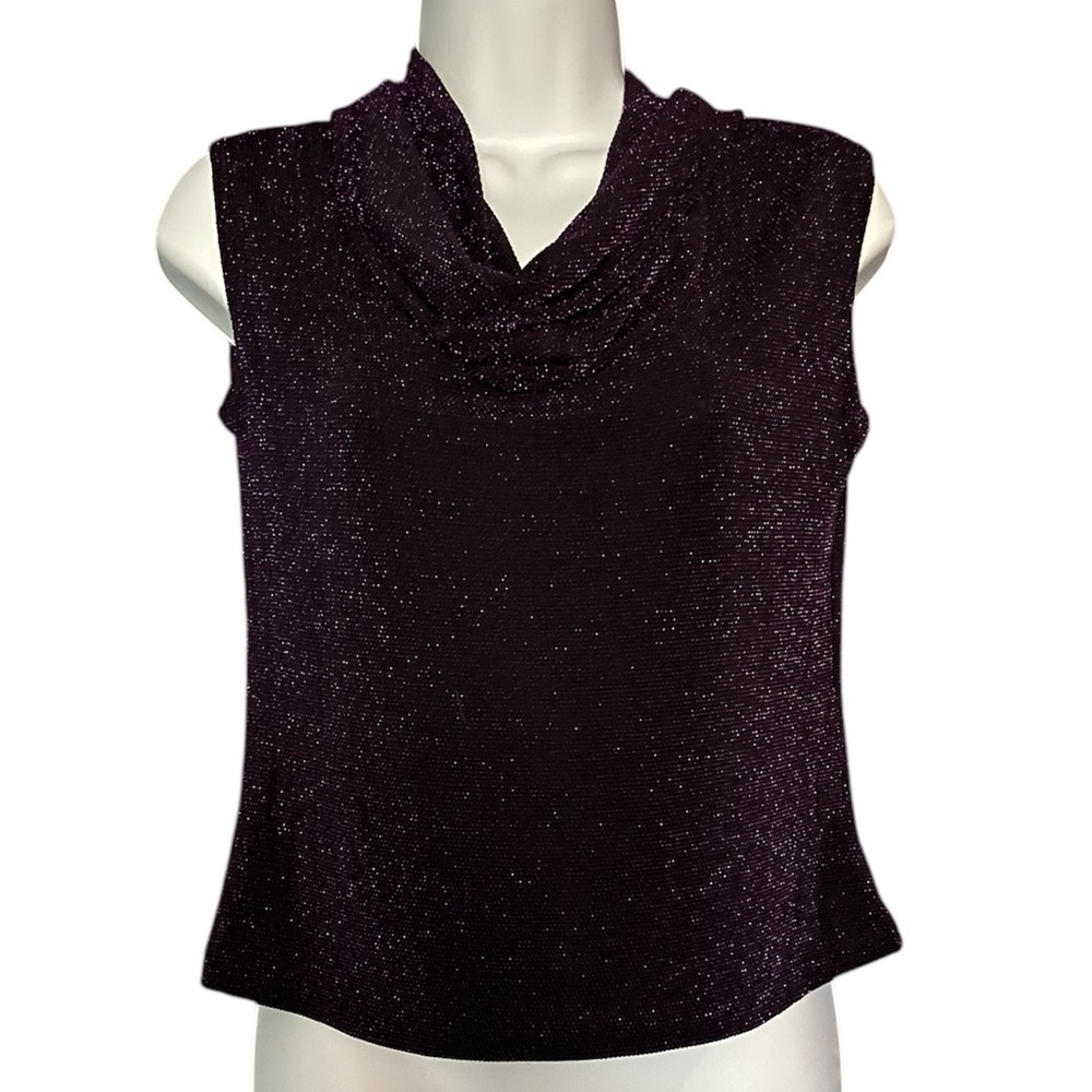 Holiday sparkly sleeveless purple top